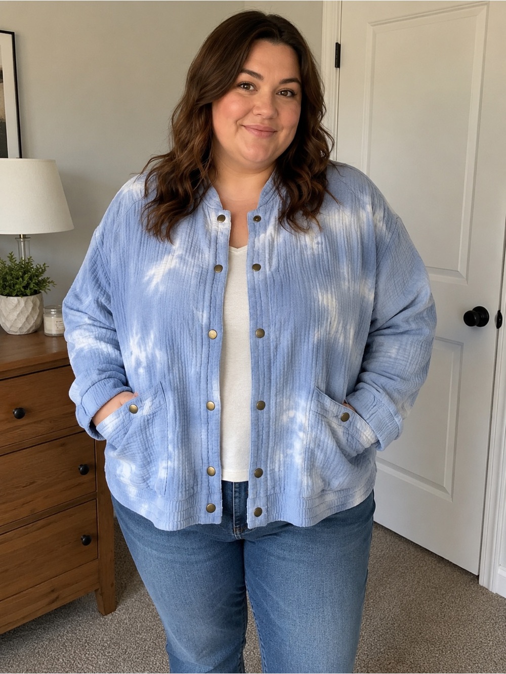Universal Thread XXL Blue Tie Dye Quilted Cotton Gauze Jacket